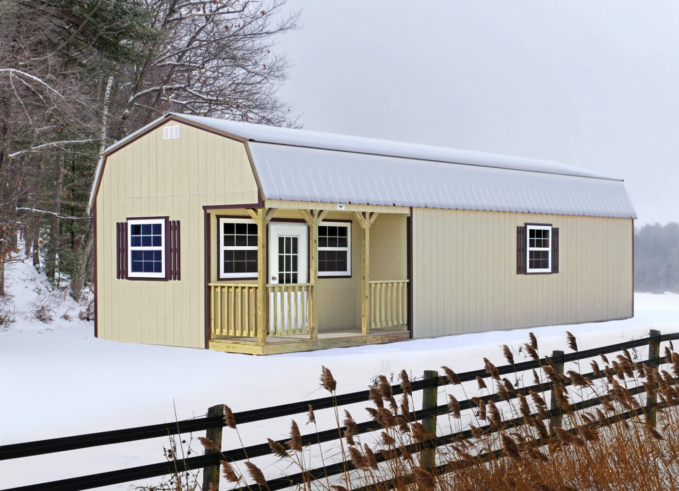 14x40 shutters lofted barn cabin