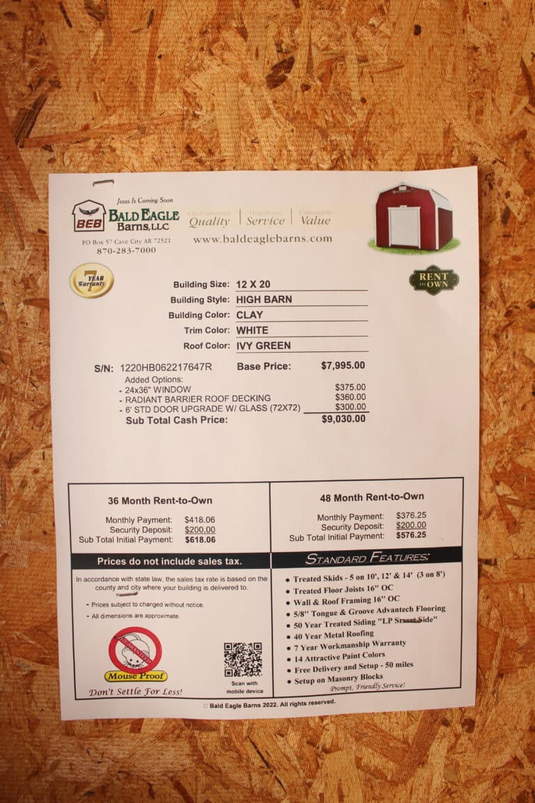 12x20 High Barn - Wynne