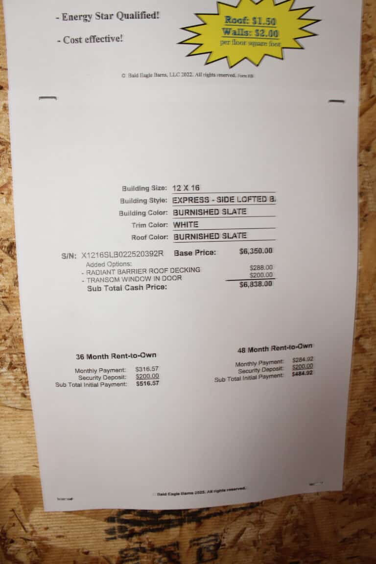 12x16 Express Side Lofted Barn