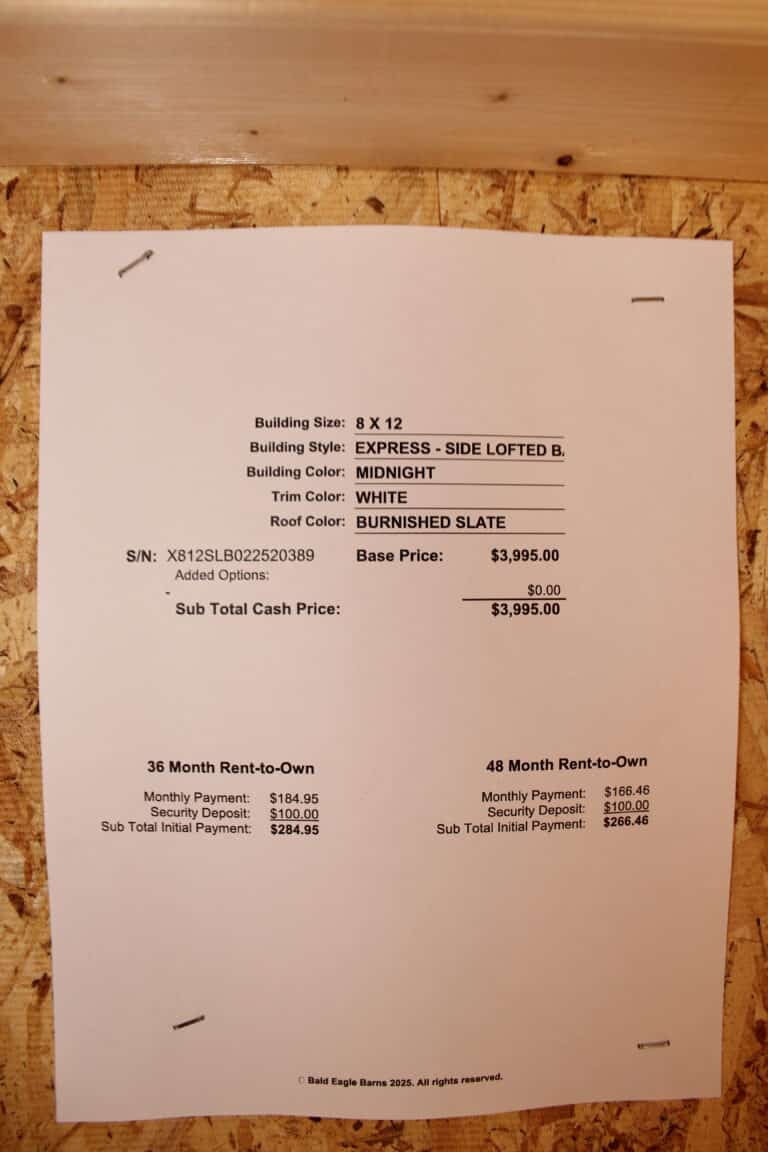8x12 Express Side Lofted Barn
