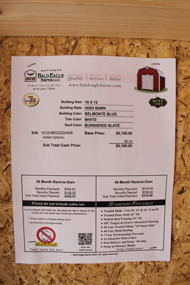 10x12 High Barn