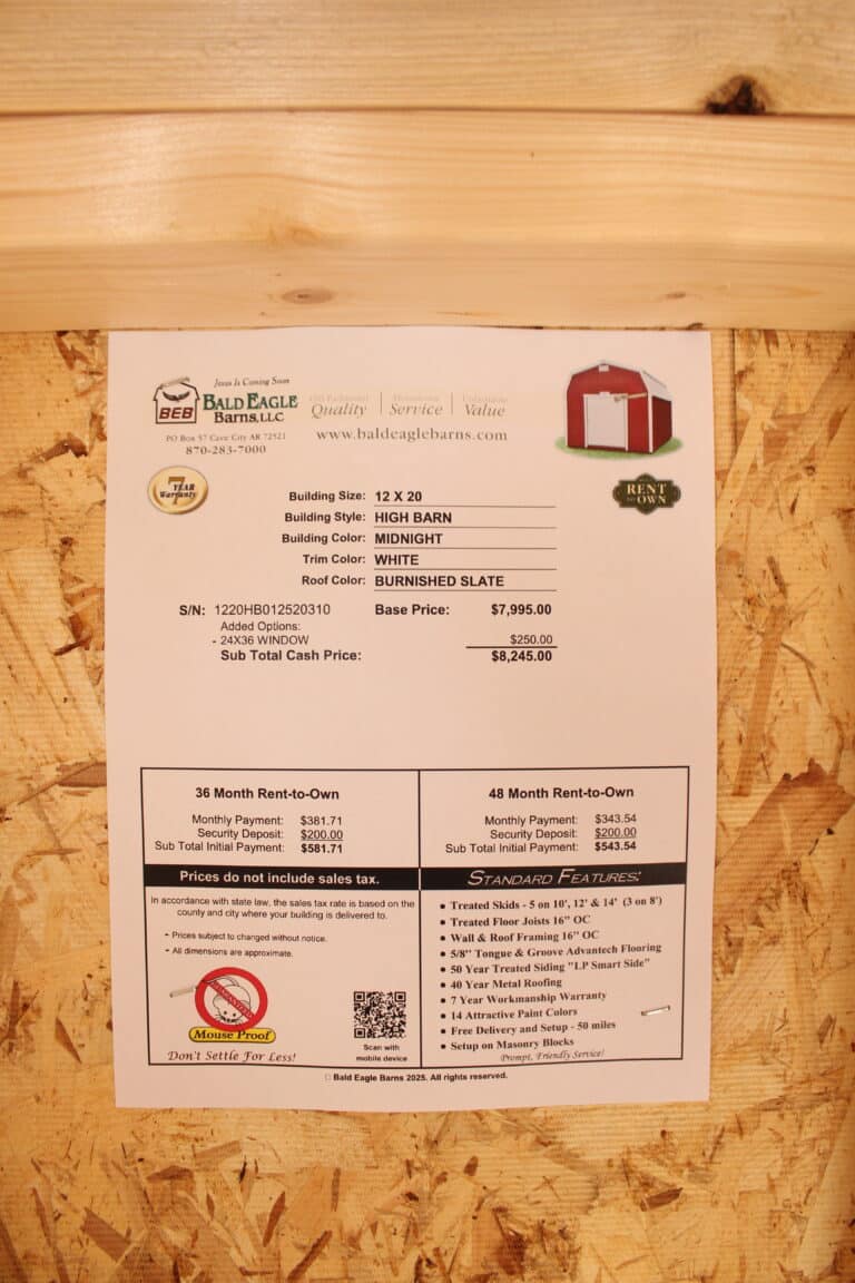 12x20 High Barn