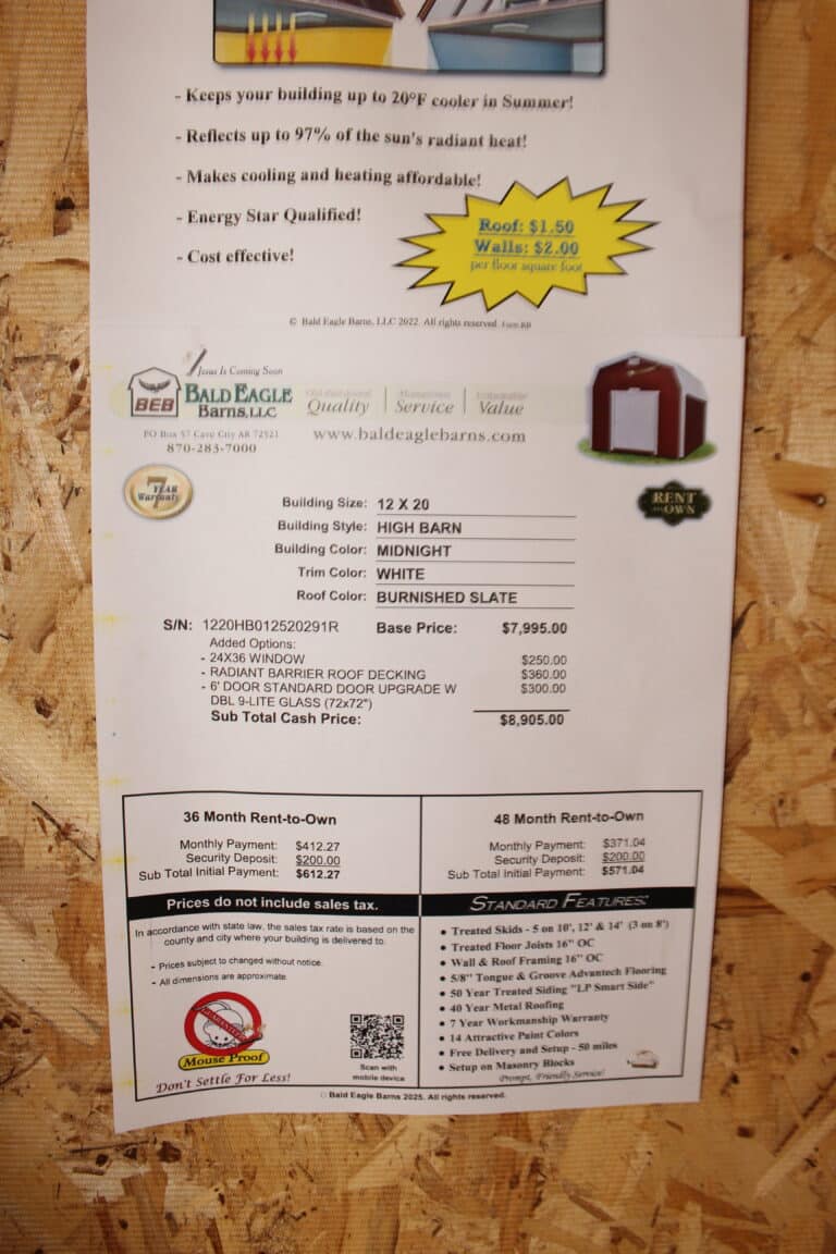 12x20 High Barn