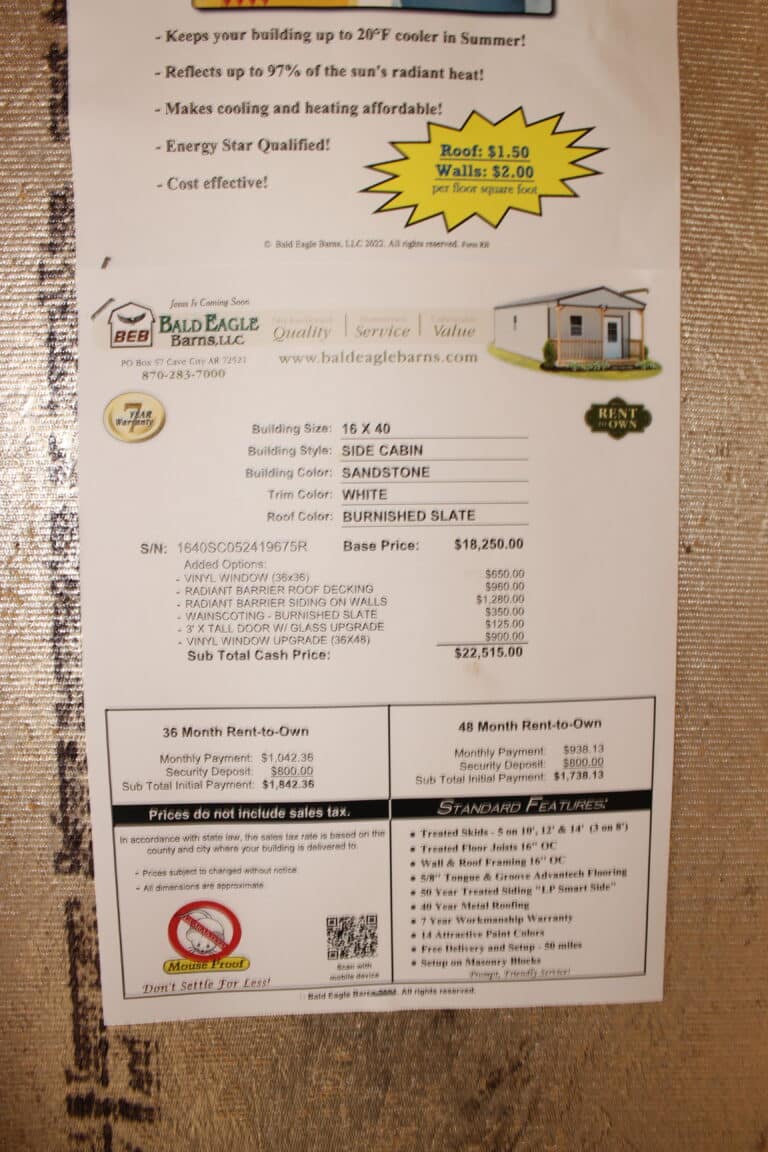 16x40 Side Cabin