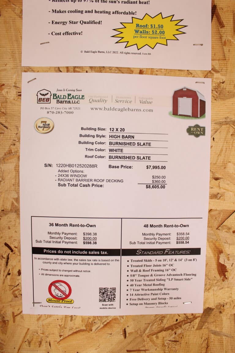 12x20 High Barn