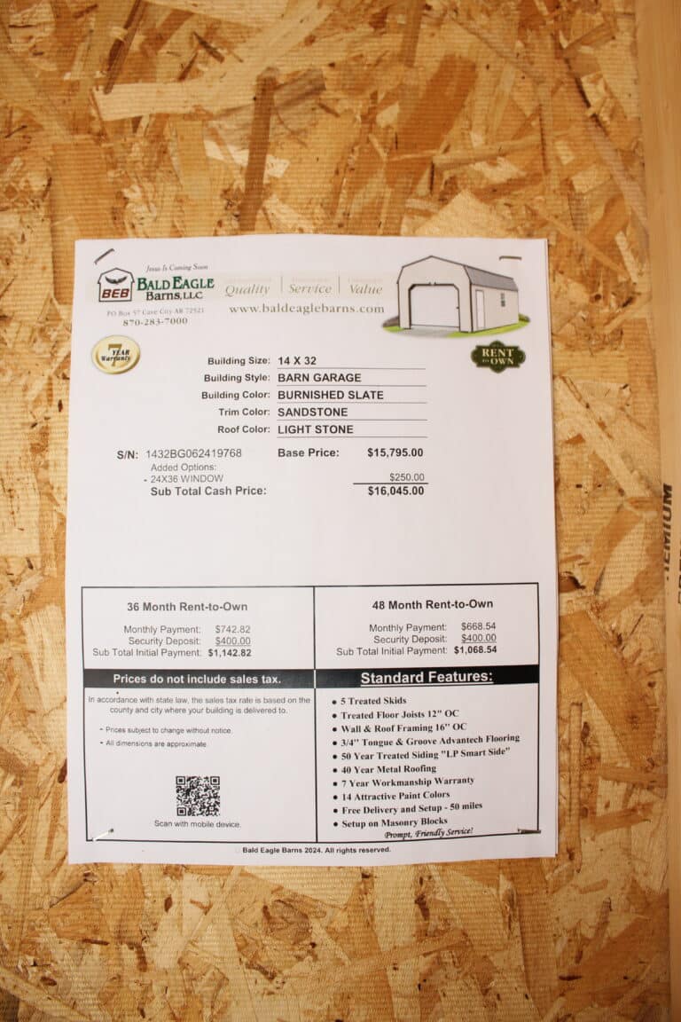 14x32 Barn Garage