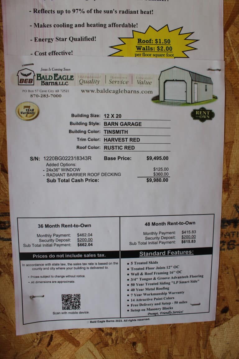 12x20 Barn Garage